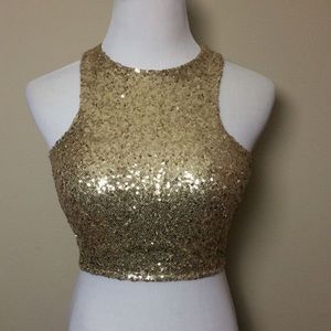 Gold Sequin Tobi Crop Top